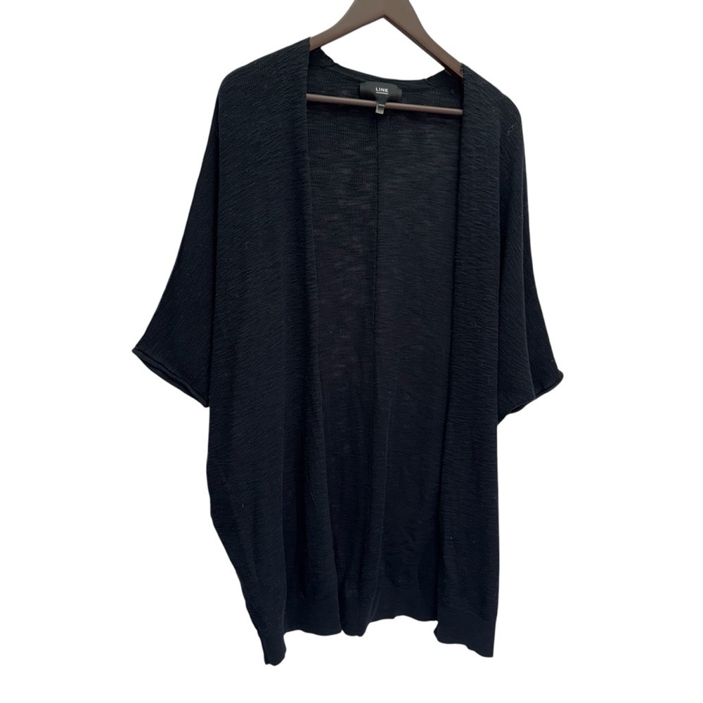 LINE 100% Cotton Black Cocoon Open Front Sweater Size XS